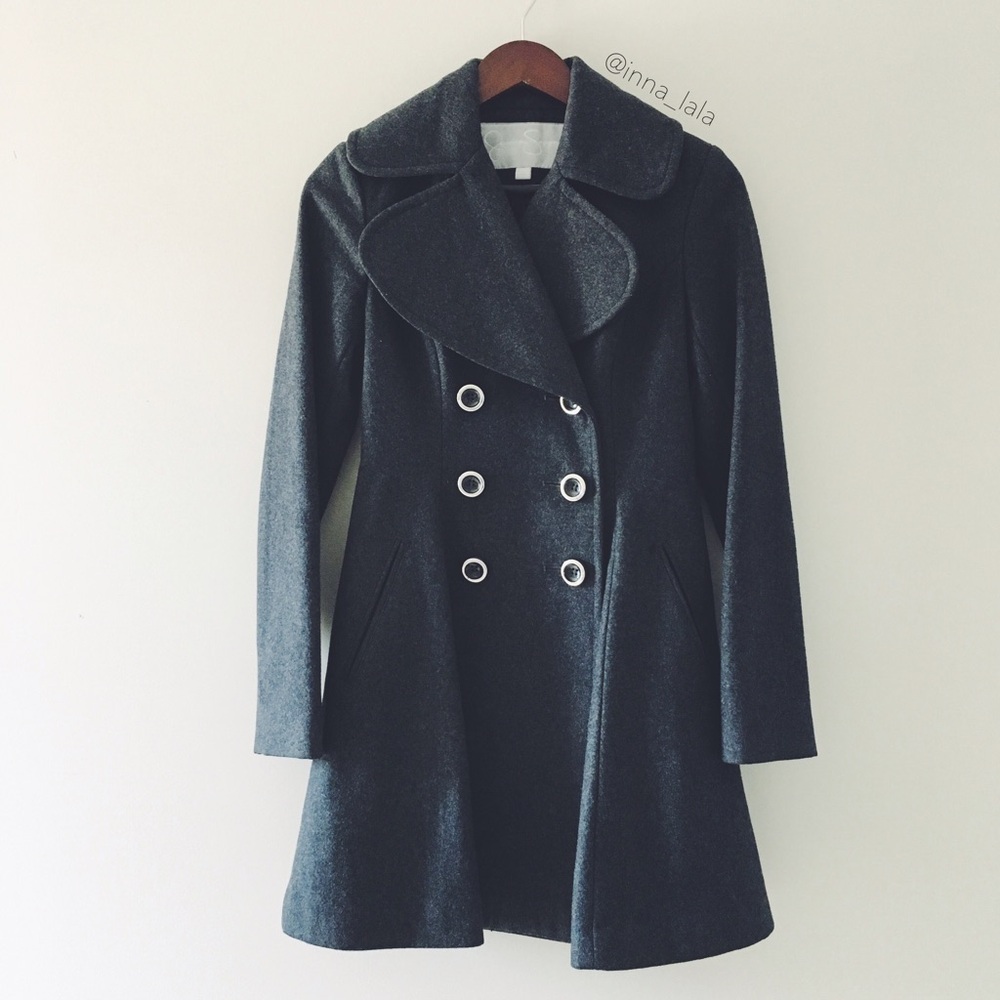 Jessica Simpson Dark Gray Double-Breasted Pea Coat